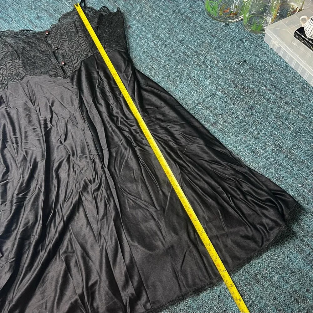 Vintage imec Italy Lace Satin Nightgown Slip Dress in Black Women's USA 38
